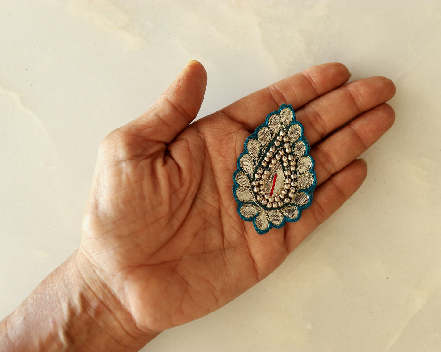 Blue Gold Teardrop Embroidered Patch,Indian Handmade Teardrop Gold Gota Applique, Blue Teardrop patch,DIY Patch, 2 pieces