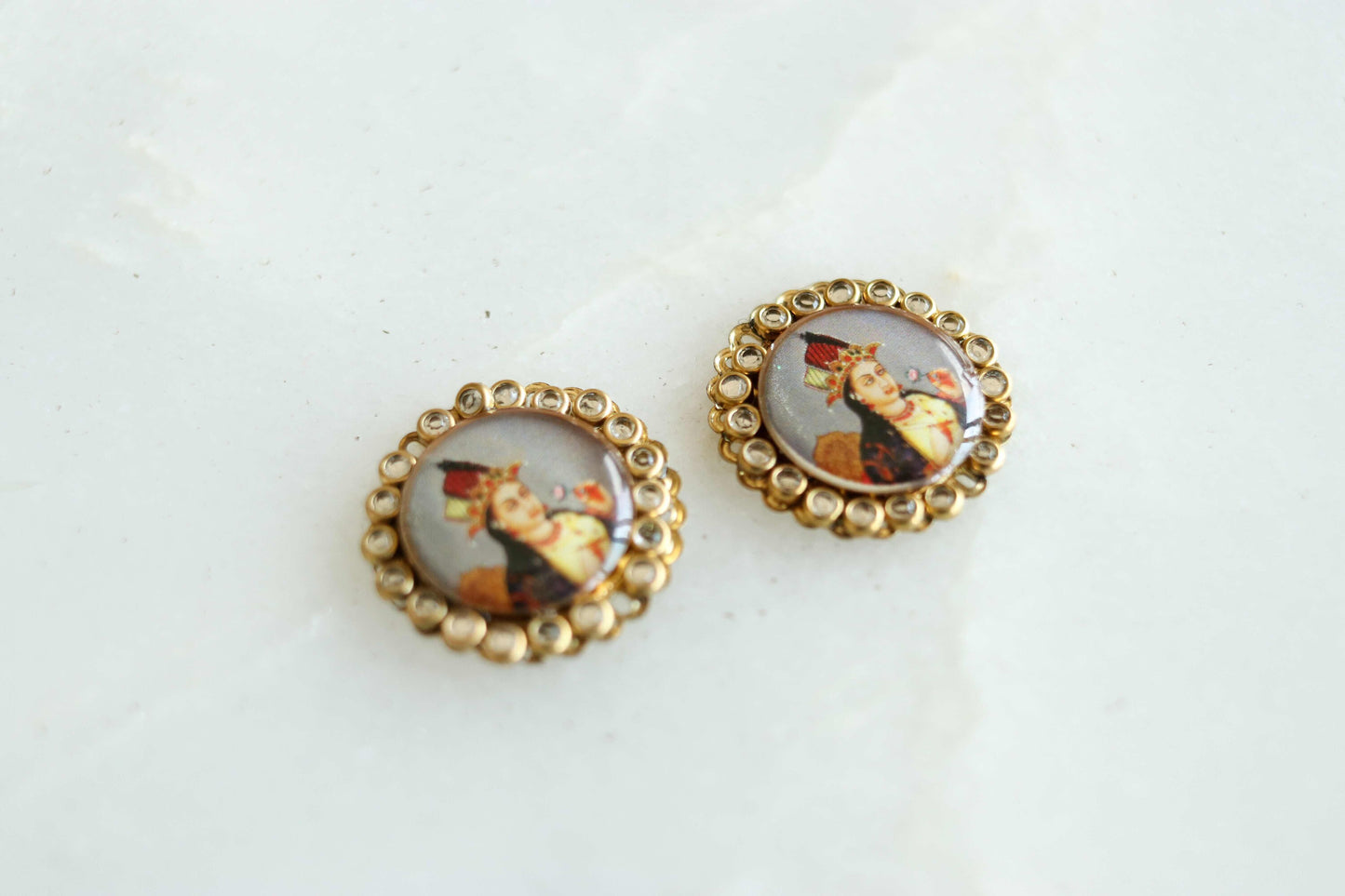 Indian Princess Digital Print Buttons,Royal Print Button,Sepia Princess Print Charm,Indian Jewellery Charm,Exotic Boho Buttons,2 pcs