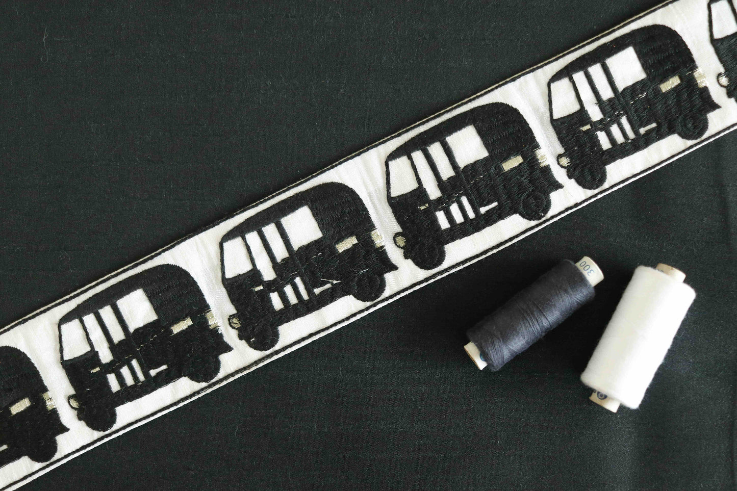 Black White Tuktuk Embroidered Trim,Quirky Auto Border,Rickshaw Embroidered Lace,Boho Vehicle Trim,Indian Quirky Saree Border,Price/mtr