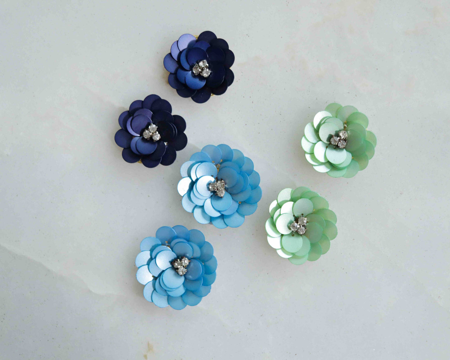 Dark Blue Sequin Floral Buttons,Handmade Deep Blue Rose Buttons,Floral Charms,Jacket Tote Bag Sherwani Kurta Buttons,2 pcs