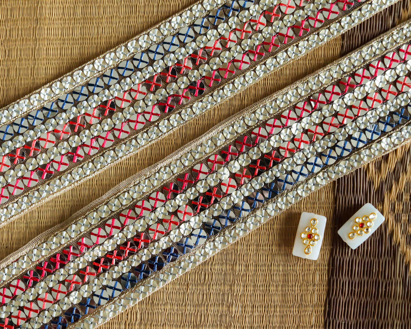 Blue Pink Mirror Sequin Trim,Indian Net Embroidered Border,Delicate White Pink Mirror Sequin Lace,Mirror Saree Border,Price/mtr