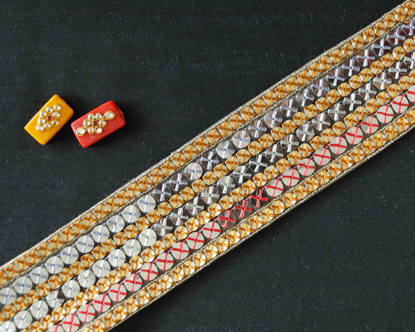 Orange Red Mirror Sequin Trim,Indian Net Embroidered Border,Delicate Yellow Pink Mirror Sequin Lace,Mirror Saree Border,Price/mtr