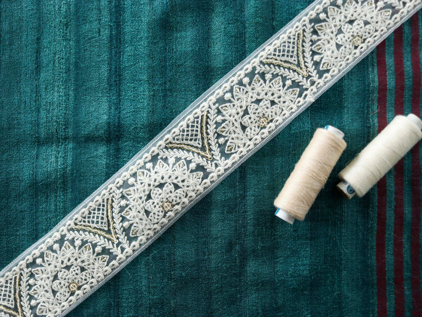 White Gold Floral Embroidered Trim,Indian Fabric Net Sequins Border,White Sequins Lace,White Gold Saree Border,White on White Lace,Price/mtr