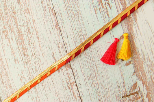 Boho Multicolour Gold Thin Trim,Colourful Gold Gota Border, Gota Patti Lace,Rainbow Bridal Saree Border,Indian Fabric Trim,2 meter length