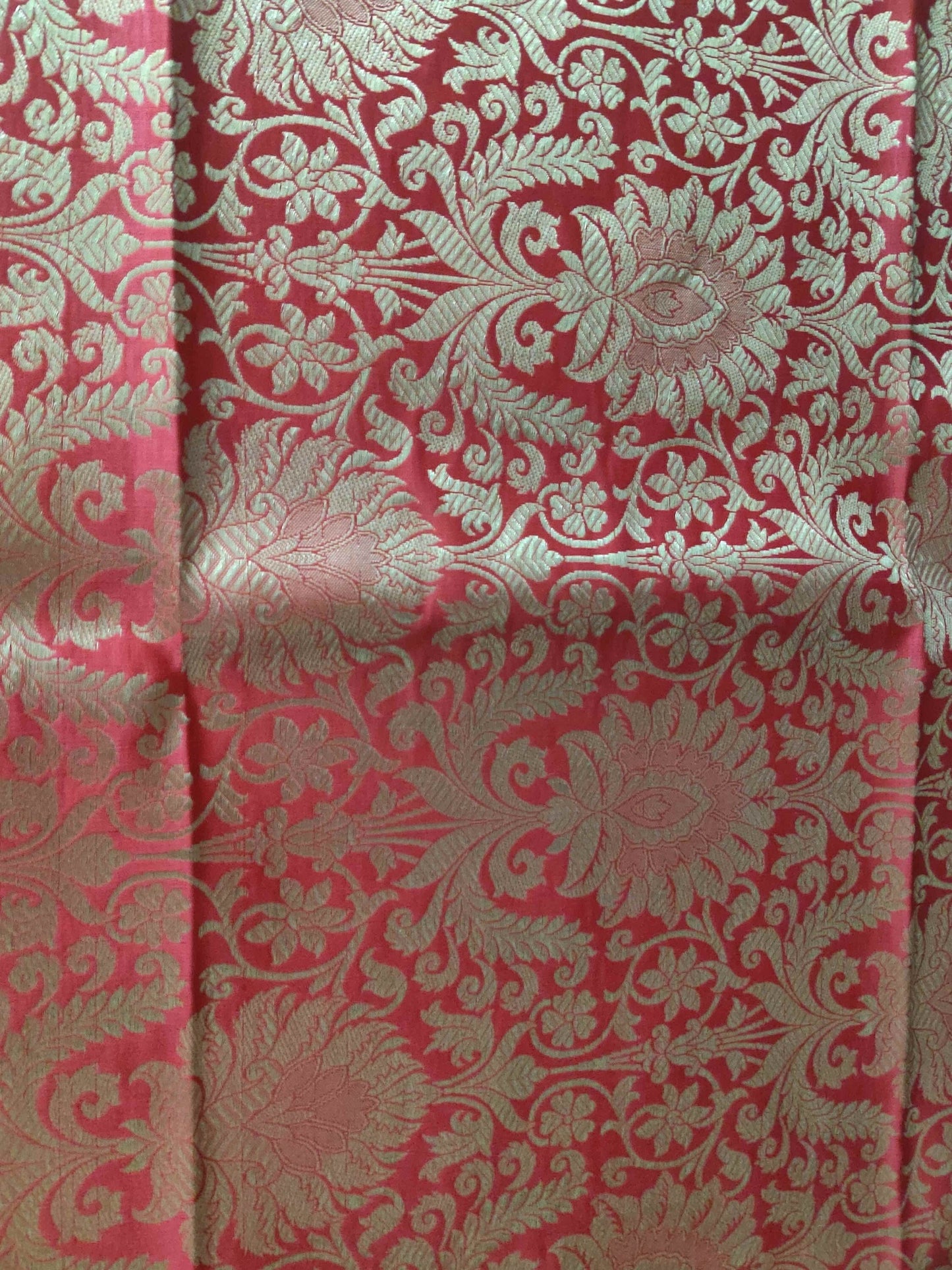 Mohini - Red Floral Banarasi Fabric,Gold Red Royal Stole,Indian Art Silk Fabric,Red Shawl Dupatta Saree, Mother's Day Gift for her,1 mtr