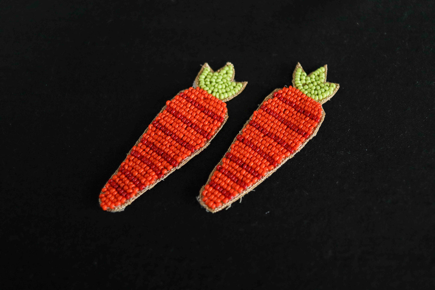 Orange Carrot Beaded Patch,Handmade embroidered applique,Carrot Applique,Quirky Fun Vegetable patch,Denim Patch,Sew on applique,DIY Patch