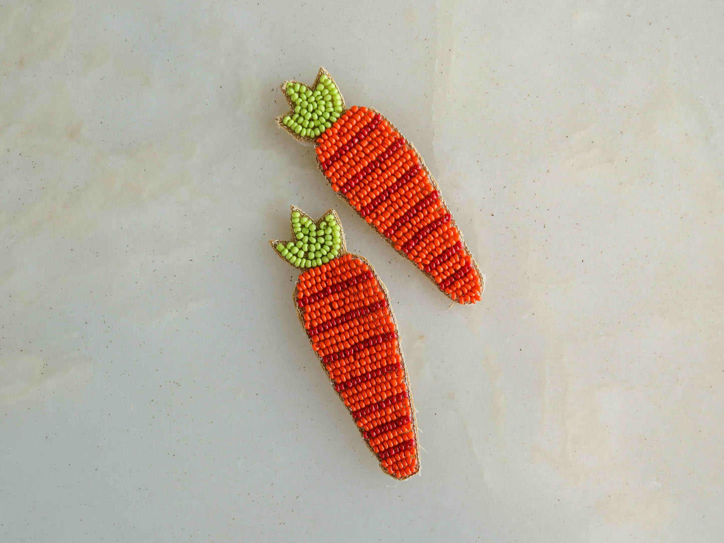 Orange Carrot Beaded Patch,Handmade embroidered applique,Carrot Applique,Quirky Fun Vegetable patch,Denim Patch,Sew on applique,DIY Patch