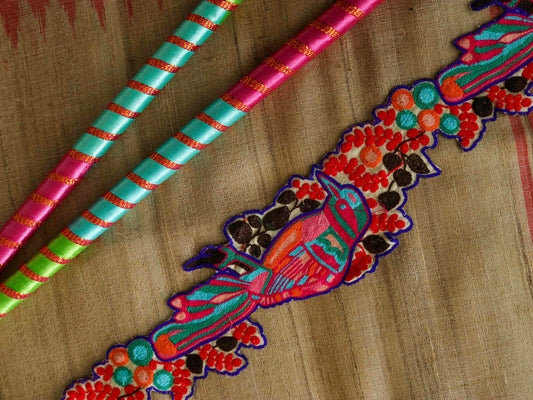 Pink Parrot Floral Cutwork Trim,Parrot Embroidered Border,Pink Bird Floral Lace,Cutwork Floral Saree Border,Price/mtr