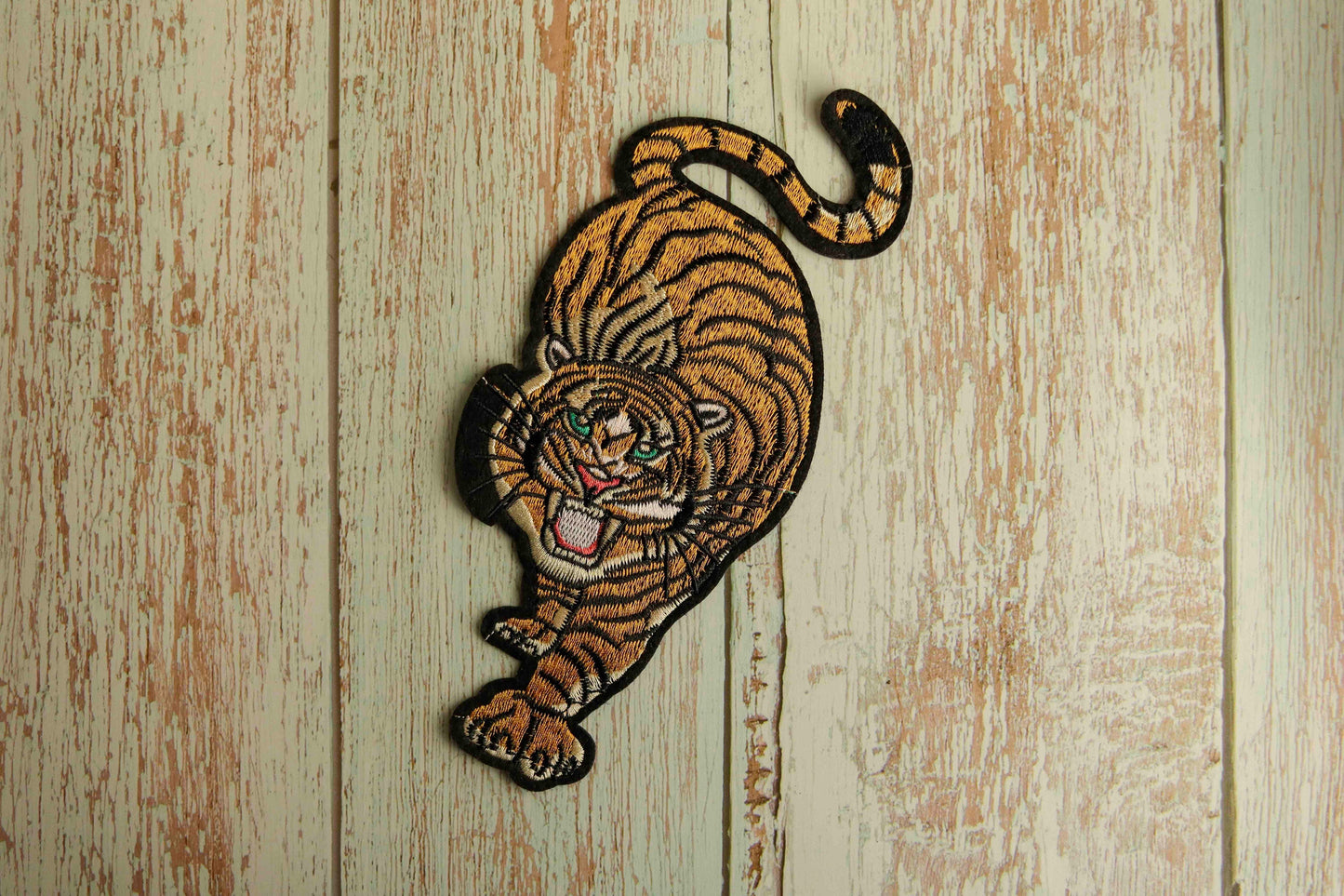 Tiger HTV Iron-On Animal Patch,Yellow Black Exotic Animal applique, Black Tiger applique, Quirky Animal patch,Heat Transfer Vinyl applique