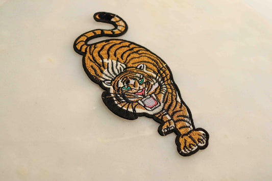 Tiger HTV Iron-On Animal Patch,Yellow Black Exotic Animal applique, Black Tiger applique, Quirky Animal patch,Heat Transfer Vinyl applique