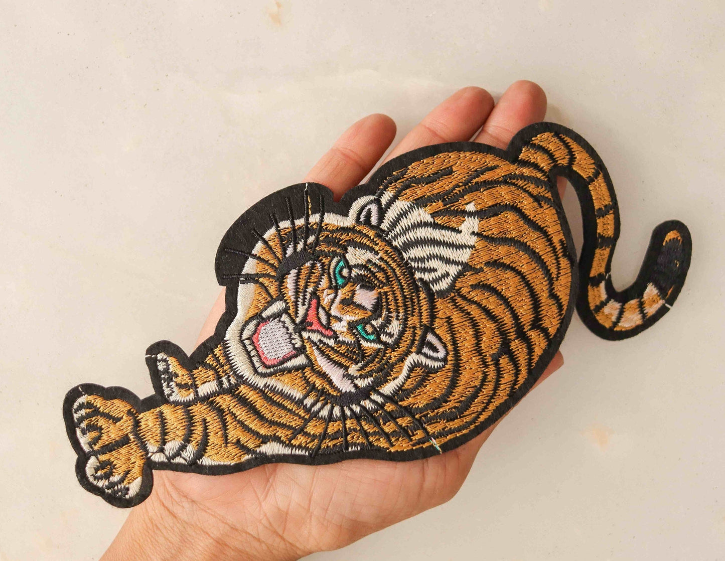 Tiger HTV Iron-On Animal Patch,Yellow Black Exotic Animal applique, Black Tiger applique, Quirky Animal patch,Heat Transfer Vinyl applique