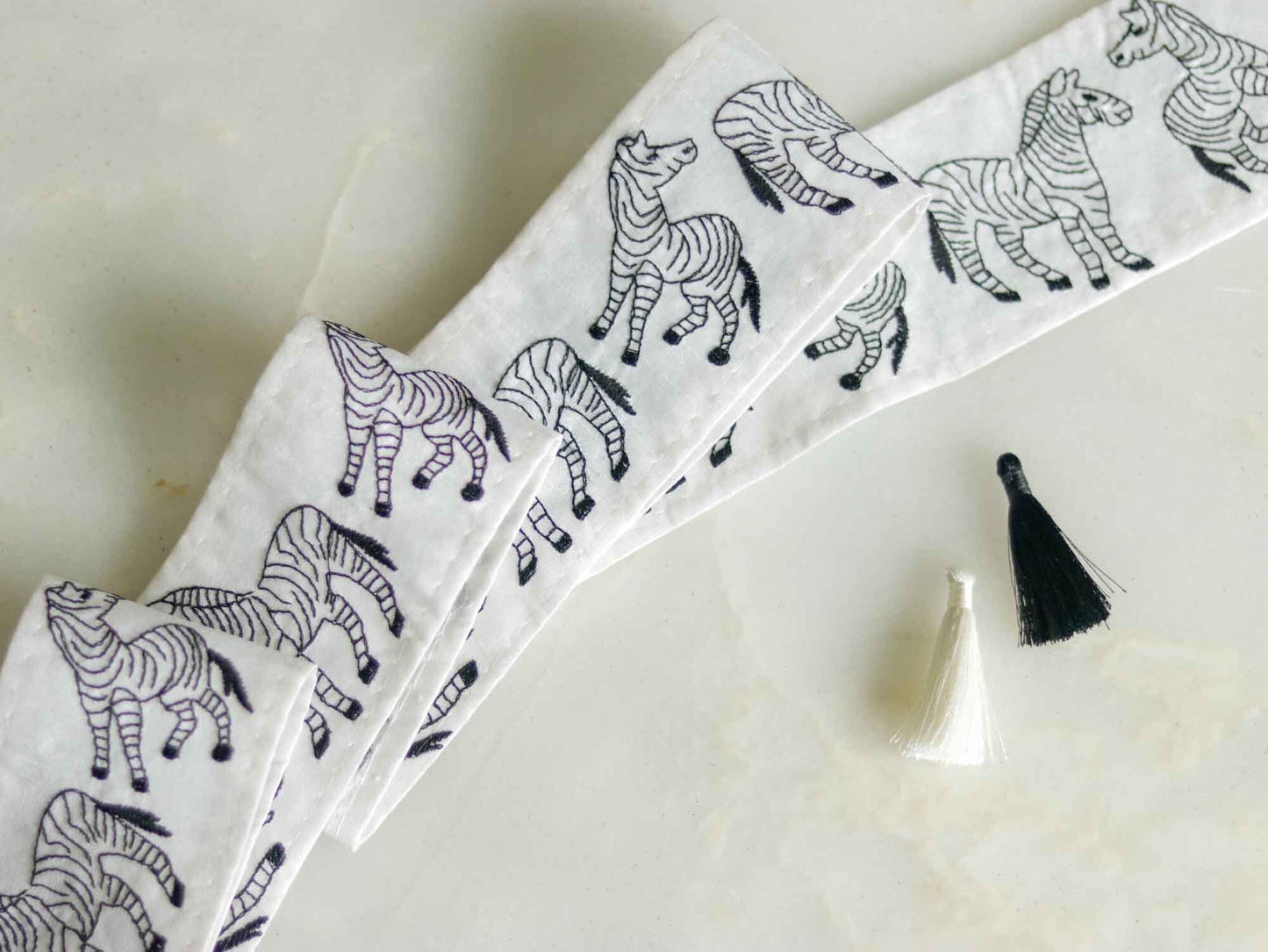 Quirky Zebra Animal Embroidered Trim,Black White Boho Zebra Border,South American Animal Trim,Multicolour Animal Saree Border,Price/mtr