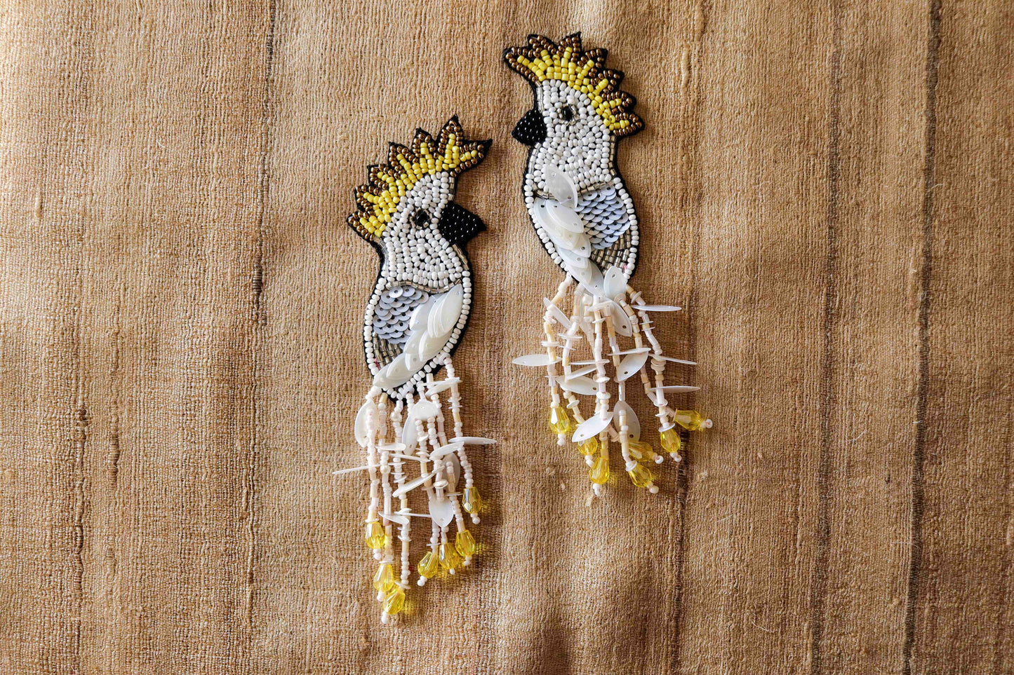 White Sequin Beaded Bird Patch,Handmade Embroidered Hoopoe applique, White exotic bird patch,Costume Denim Patch,Sew on Applique, DIY Patch