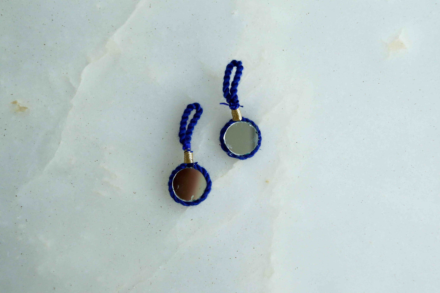 Boho Multicolour Round Mirror Tassel,Handmade Latkan, Rainbow Woollen Tufted Tassel,Quirky Kitschy Indian Tribal Charm, 2 pieces