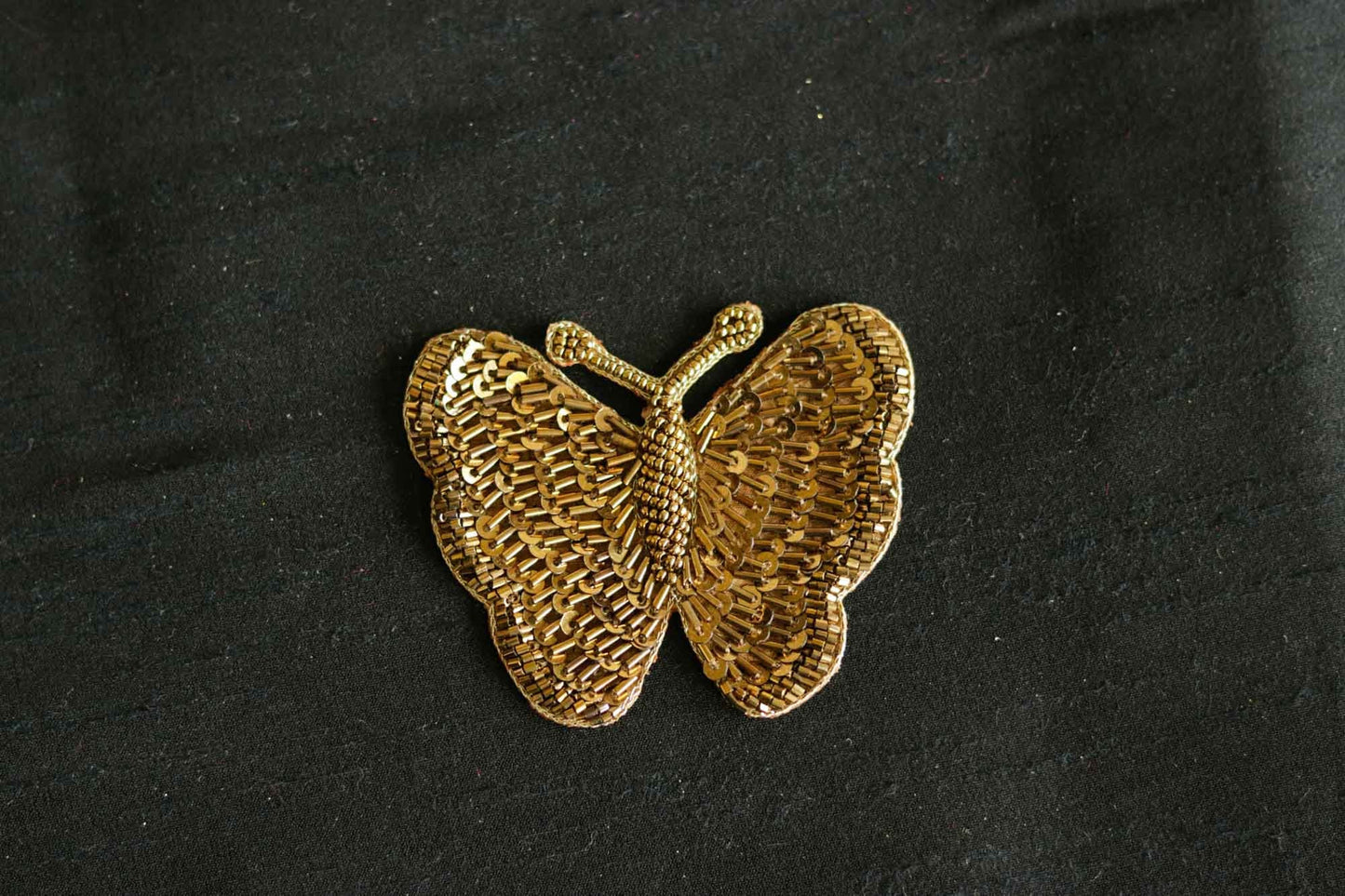 Gold Sequin Butterfly Embroidered Patch,Handmade Gold Sequin Insect Applique, Boho Quirky Insect Patch,DIY Patch