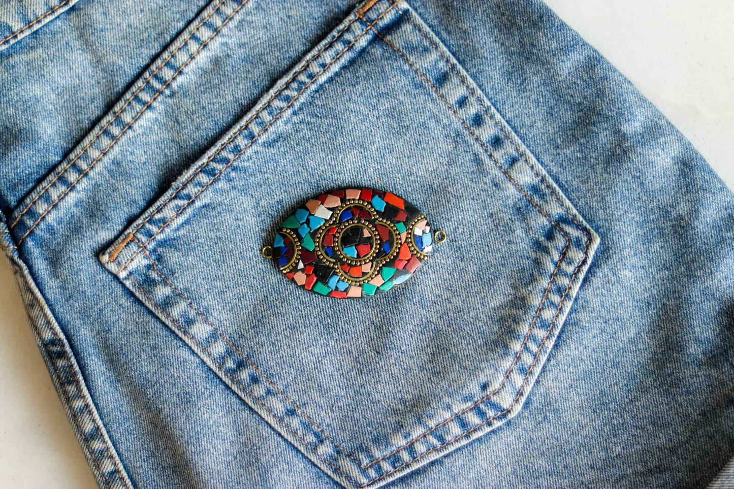 Black Colourful Oval Metal Buttons,Oval shape Charm,Tibetan Tribal Boho button,Tibetan Jewellery,Mosaic Inlay Button,Indian Jewellery Charm