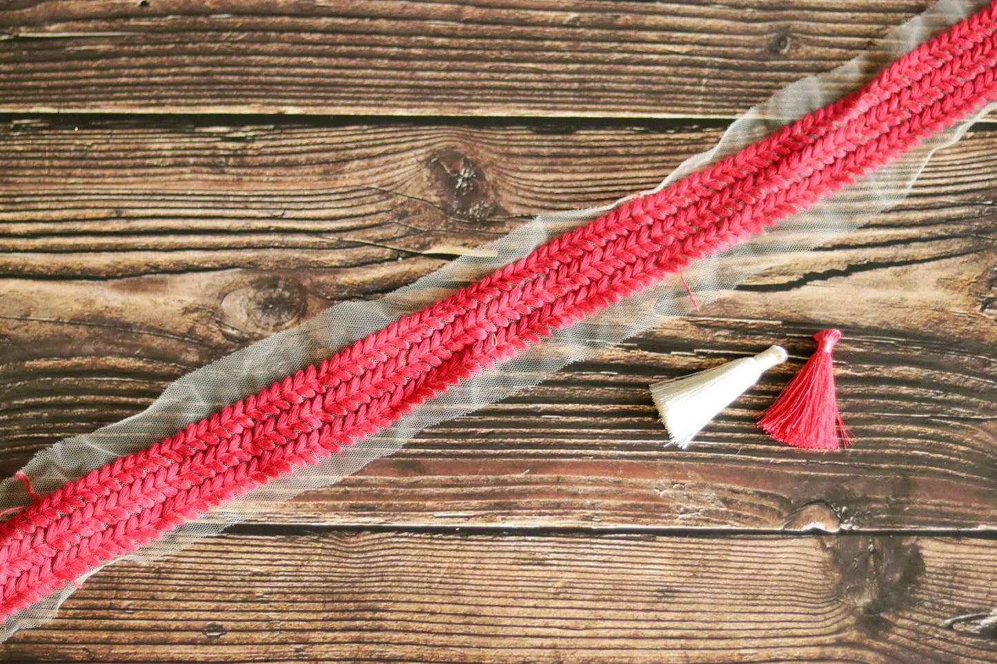 Pink Herringbone Embroidered Net Trim,Indian Fabric Border,Stripes Pink Net Lace,Boho Pink Net Saree Border,Price/mtr, インド刺繍リボン