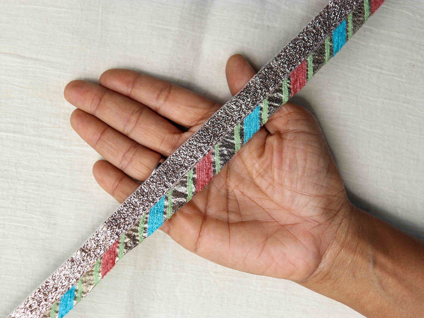 Light Gold Pastel Shimmer Trim,Silver Gold Thin Border, Gota Patti Lace,Pastel Bridal Saree Border,Indian Fabric Trim,Price/mtr