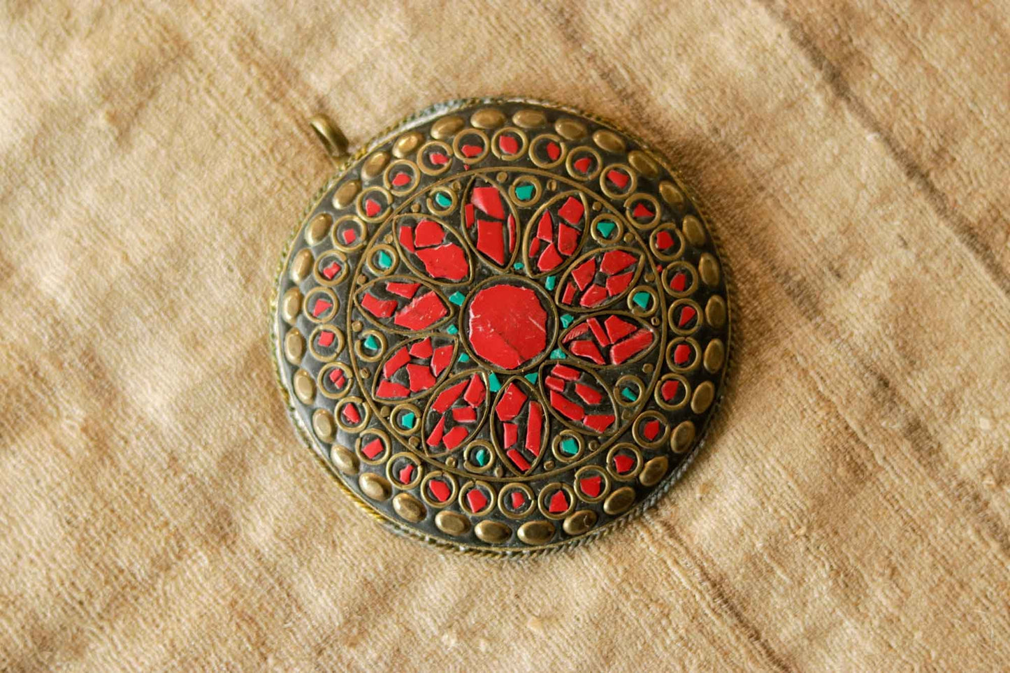 Red Green Round Metal Buttons,Black Red Gold Charm,Tibetan Tribal Boho button,Tibetan Jewellery,Mosaic Inlay Button,Indian Jewellery Charm