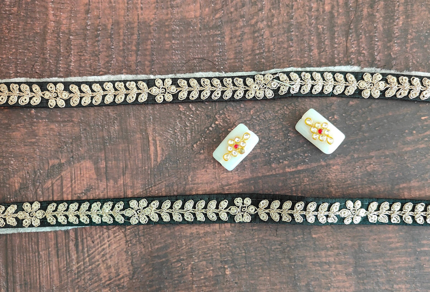 Black Gold Thin Sequin Trim,Embroidered Indian Border,Black Gold Floral Lace,Black Saree Border,Price for 2 mtrs