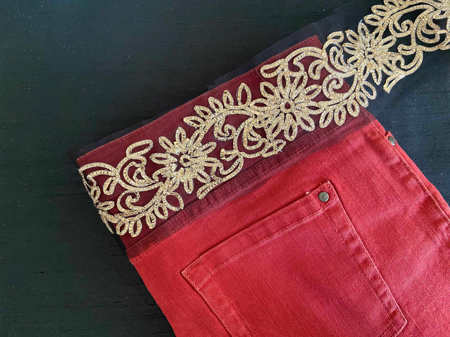 Black Gold Net Embroidered Trim,Black Gold Foil Floral Border,Designer Black Gota Embroidery Lace,Indian Trim,Black Saree Border,Price/mtr