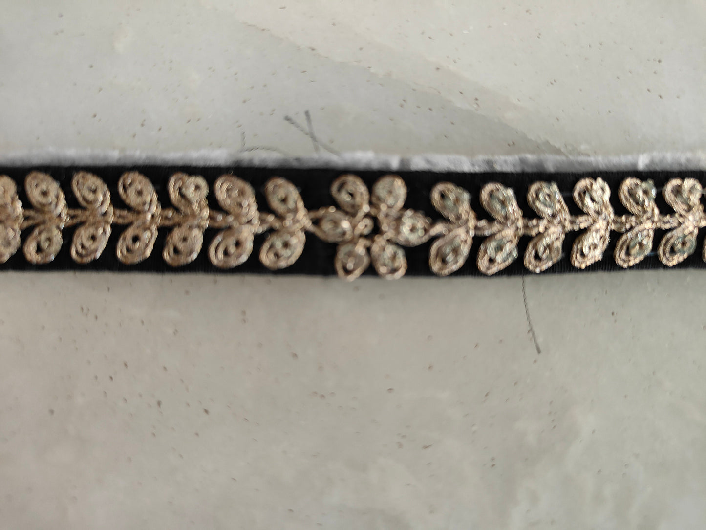 Black Gold Thin Sequin Trim,Embroidered Indian Border,Black Gold Floral Lace,Black Saree Border,Price for 2 mtrs