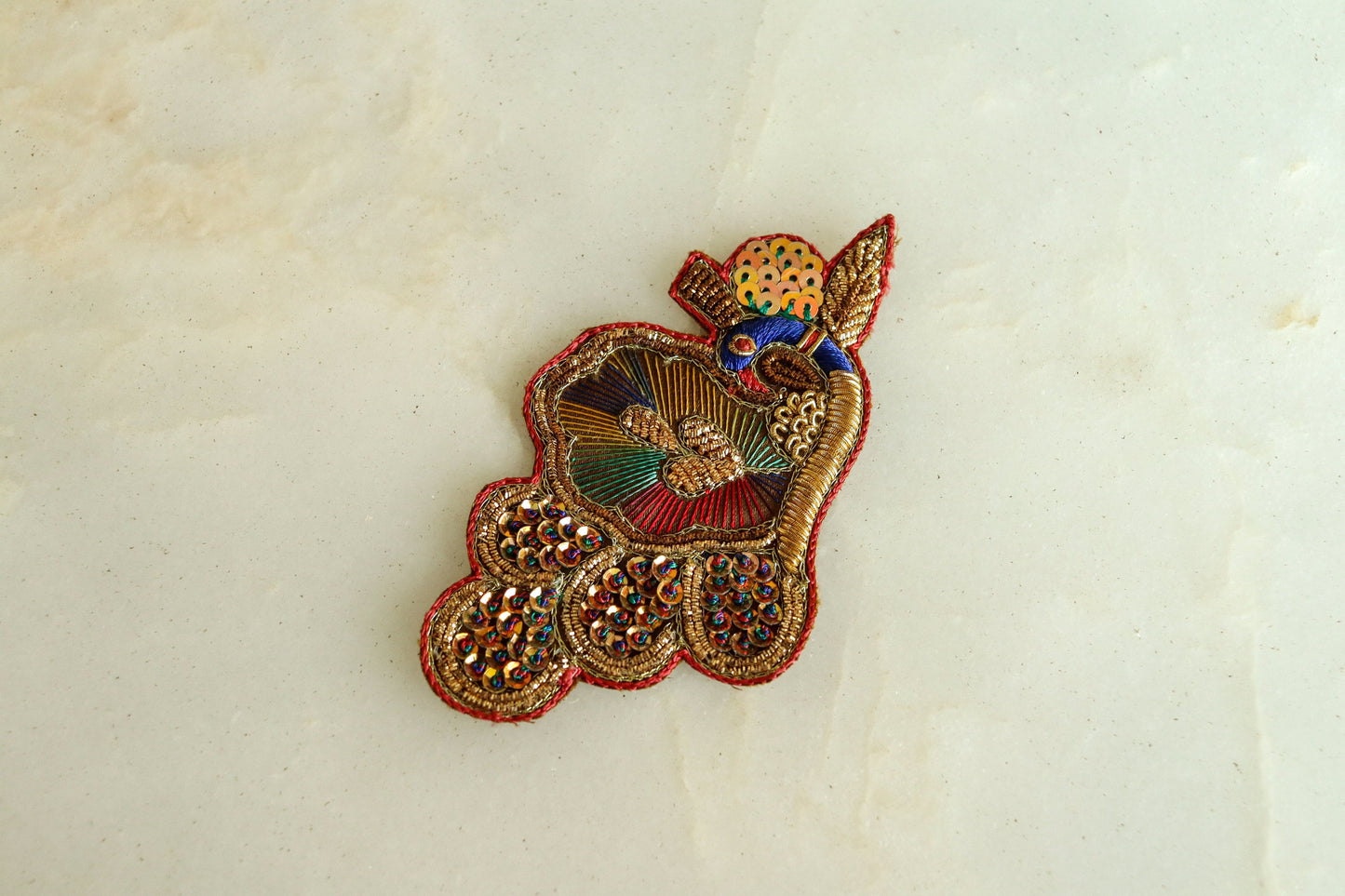 Colourful peacock embroidered patch, Handmade vintage peacock applique, Exotic Indian bird patch, Sew on Applique, DIY Patch