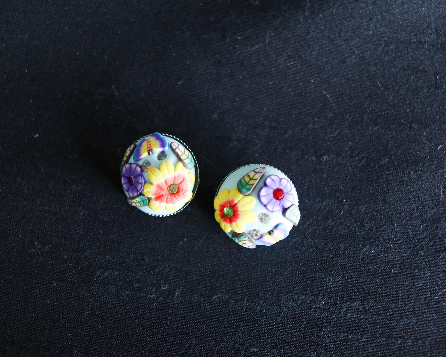 Light Blue Green Floral Buttons, Handmade Cute Quirky Resin Buttons, 3D Miniature Floral Charms, Jacket Tote Bag Sherwani Buttons, 2 pcs