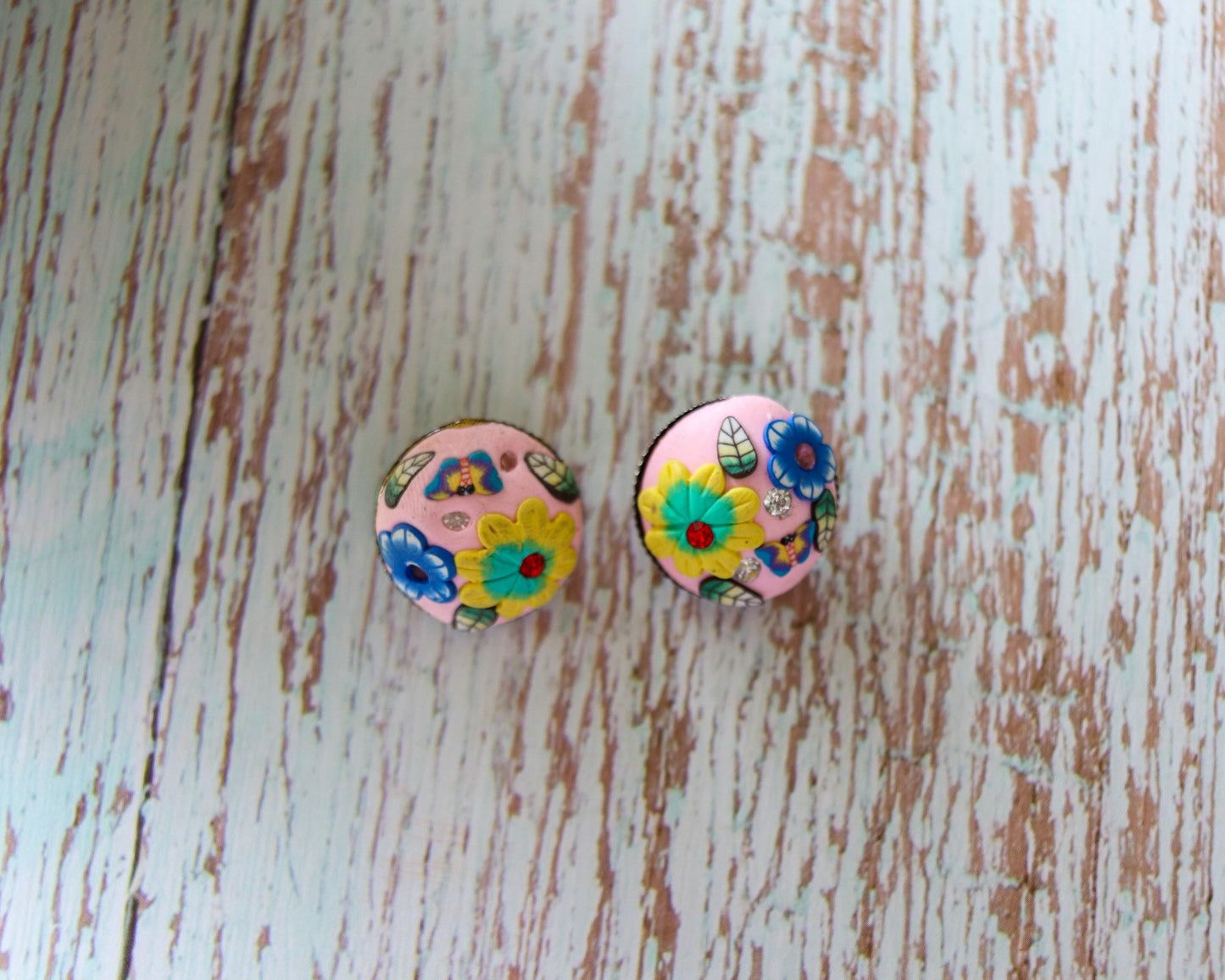 Pink Yellow Floral Resin Buttons, Handmade Cute Quirky Resin Buttons, 3D Miniature Floral Charms, Jacket Tote Bag Sherwani Buttons, 2 pcs