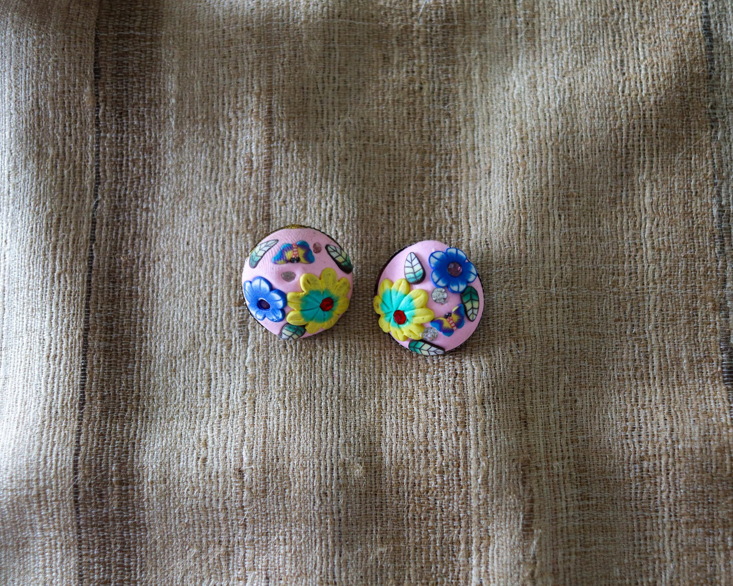Pink Yellow Floral Resin Buttons, Handmade Cute Quirky Resin Buttons, 3D Miniature Floral Charms, Jacket Tote Bag Sherwani Buttons, 2 pcs