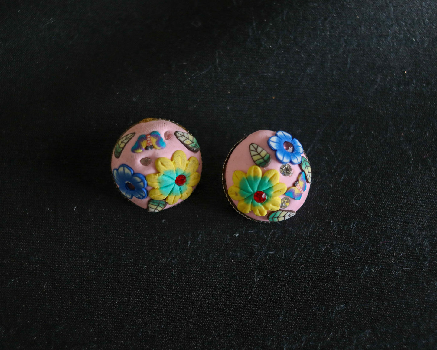 Pink Yellow Floral Resin Buttons, Handmade Cute Quirky Resin Buttons, 3D Miniature Floral Charms, Jacket Tote Bag Sherwani Buttons, 2 pcs