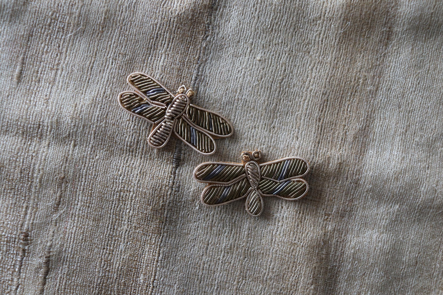 Quirky Golden Embroidered Bee Patch, Handmade bee applique, Boho Gold Insect Patch, Denim Patch, Sew on applique, DIY Patch, 2 pieces