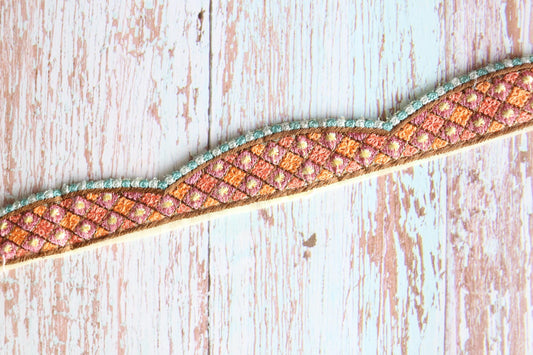 Floral Scallop Embroidered Net Trim, Pink Peach Green Border, Cutwork Floral Net Lace, Indian Fabric Trim, Saree Border, インド刺繍リボン, Price/mtr