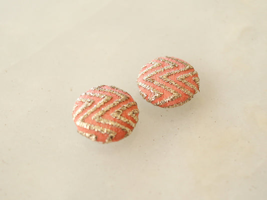 Peach Gold Brocade Fabric Button, Handmade Woven Button, Peach Gold Charm,Pink Gota Button Charm, Sherwani Wedding Button, 2 pcs