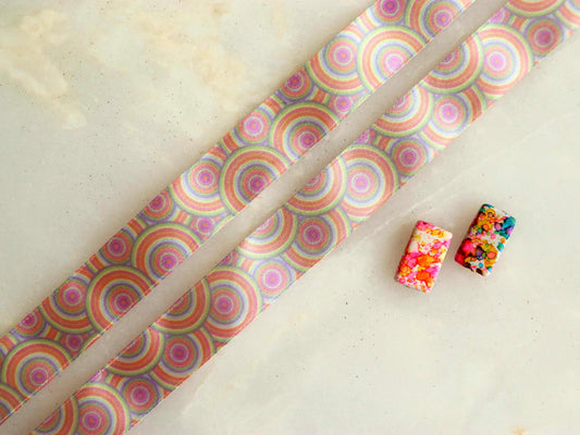 Pastel Polka Digital Print Trim, Circle Printed Border, Quirky Boho Digital Print Lace, Psychedelic Digital Saree Border, Price/mtr